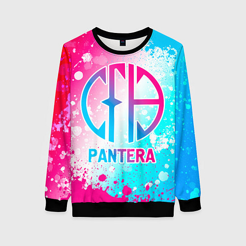 Женский свитшот Pantera neon gradient style / 3D-Черный – фото 1