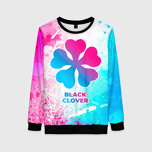 Женский свитшот Black Clover neon gradient style / 3D-Черный – фото 1