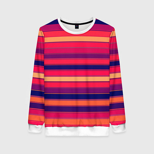 Женский свитшот Полосатый ярко-красный / 3D-Белый – фото 1