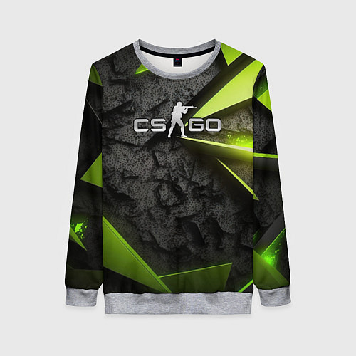 Женский свитшот CS GO green black abstract / 3D-Меланж – фото 1