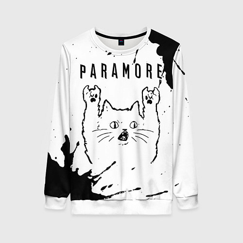 Женский свитшот Paramore рок кот на светлом фоне / 3D-Белый – фото 1