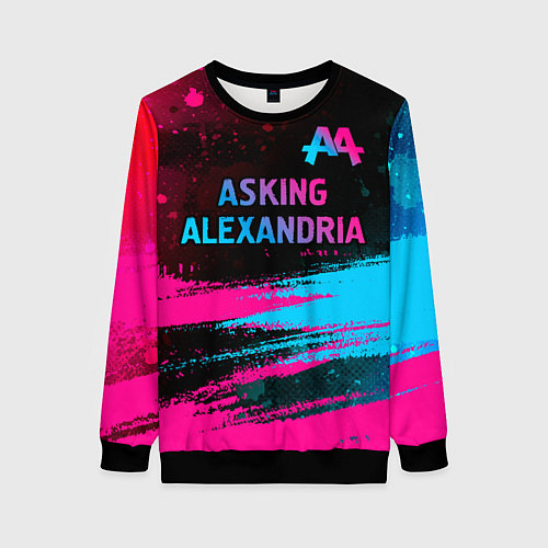 Женский свитшот Asking Alexandria - neon gradient: символ сверху / 3D-Черный – фото 1