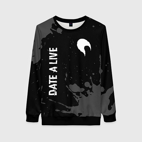 Женский свитшот Date A Live glitch на темном фоне: надпись, символ / 3D-Черный – фото 1
