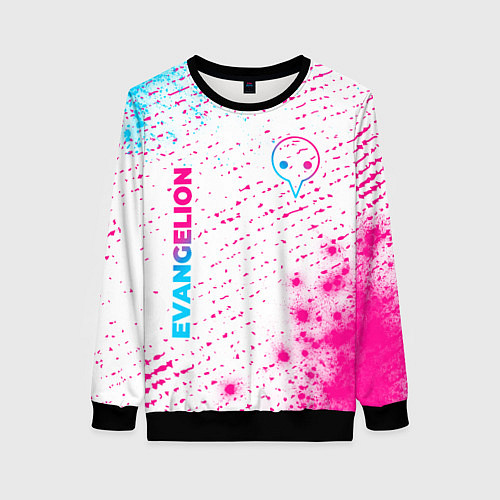 Женский свитшот Evangelion neon gradient style: надпись, символ / 3D-Черный – фото 1
