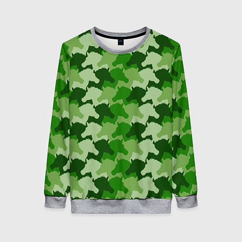 Женский свитшот Лошади, Единороги - камуфляж / 3D-Меланж – фото 1