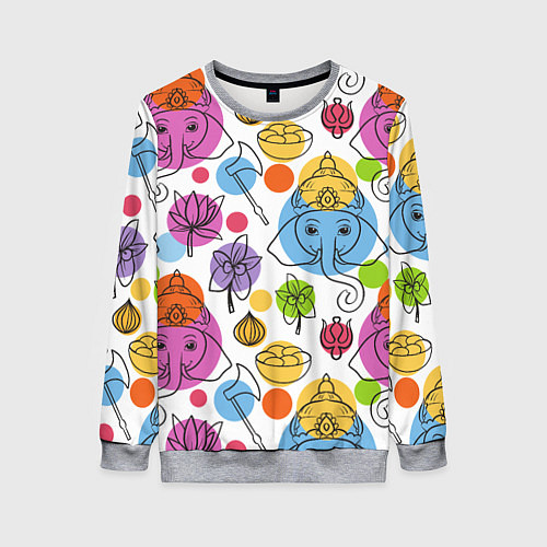 Женский свитшот Индийские слоники / 3D-Меланж – фото 1