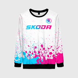 Женский свитшот Skoda neon gradient style: символ сверху