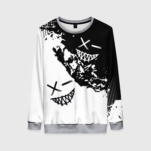 Женский свитшот Smile - black and white / 3D-Меланж – фото 1