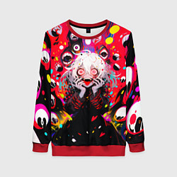 Свитшот женский Сумасшедшая аниме девочка от нейросети, цвет: 3D-красный