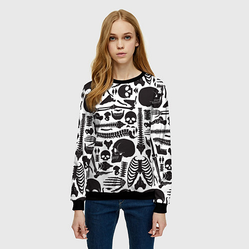 Женский свитшот Human osteology / 3D-Черный – фото 3