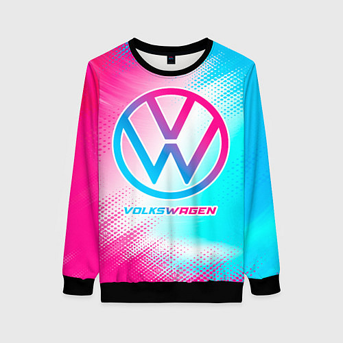 Женский свитшот Volkswagen neon gradient style / 3D-Черный – фото 1