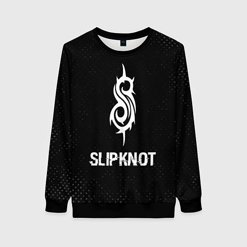 Женский свитшот Slipknot glitch на темном фоне / 3D-Черный – фото 1
