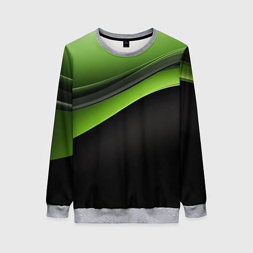 Женский свитшот Black green abstract / 3D-Меланж – фото 1