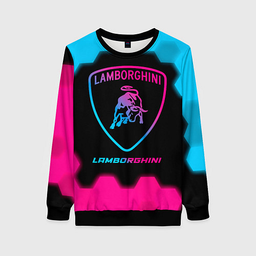 Женский свитшот Lamborghini - neon gradient / 3D-Черный – фото 1