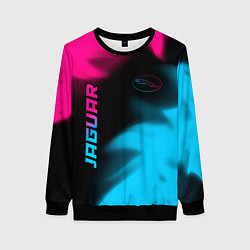 Свитшот женский Jaguar - neon gradient: надпись, символ, цвет: 3D-черный