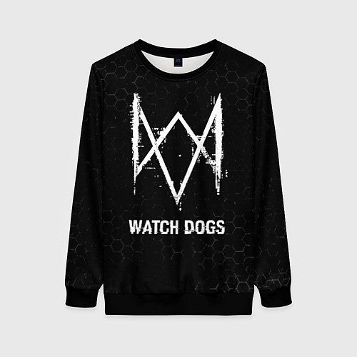 Женский свитшот Watch Dogs glitch на темном фоне / 3D-Черный – фото 1