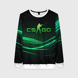 Свитшот женский CS GO green logo, цвет: 3D-белый
