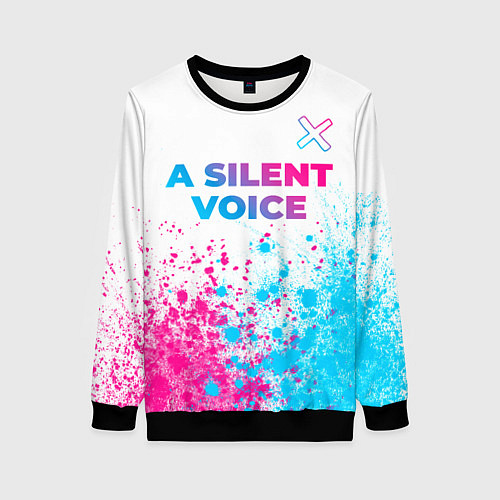 Женский свитшот A Silent Voice neon gradient style: символ сверху / 3D-Черный – фото 1