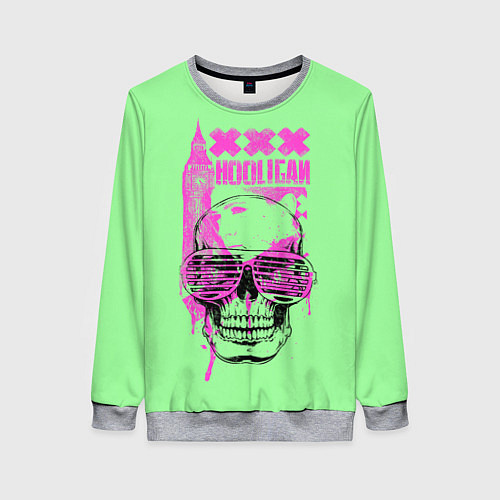 Женский свитшот Hooligan - skull / 3D-Меланж – фото 1