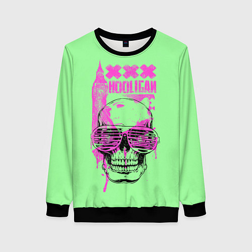 Женский свитшот Hooligan - skull / 3D-Черный – фото 1