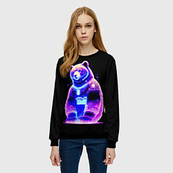 Свитшот женский Космический светящийся мишка, цвет: 3D-черный — фото 2