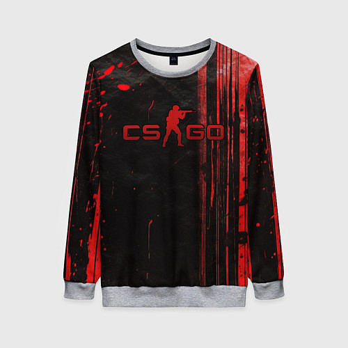 Женский свитшот CS GO black red brushes / 3D-Меланж – фото 1