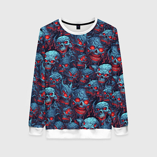 Женский свитшот Monster skulls pattern / 3D-Белый – фото 1