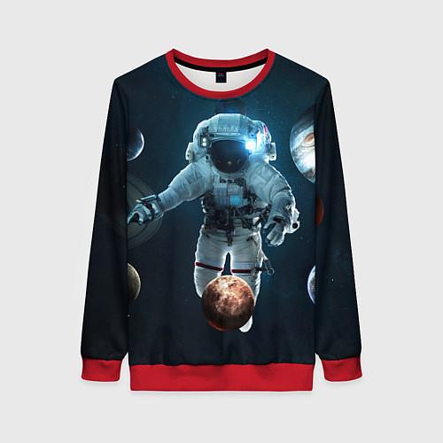 Женский свитшот Космонавт планеты / 3D-Красный – фото 1
