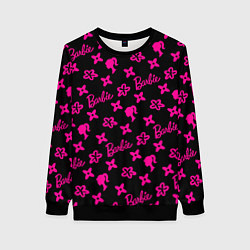 Женский свитшот Барби паттерн черно-розовый