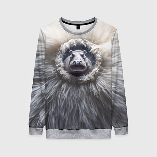 Женский свитшот Брутальный бегемот / 3D-Меланж – фото 1