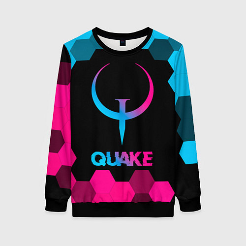 Женский свитшот Quake - neon gradient / 3D-Черный – фото 1