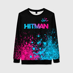 Свитшот женский Hitman - neon gradient: символ сверху, цвет: 3D-черный