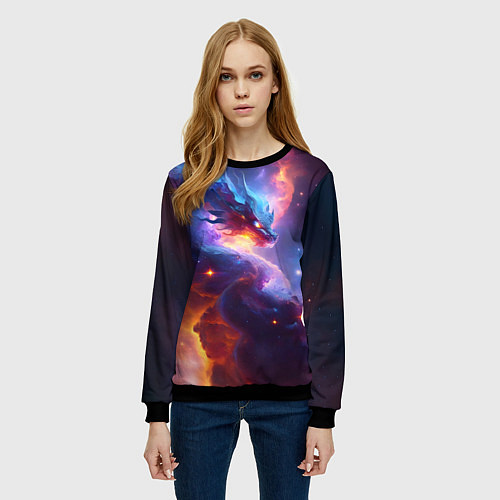 Женский свитшот Туманность дракона / 3D-Черный – фото 3