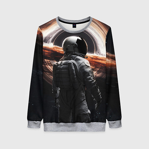 Женский свитшот Черная дыра - космонавт / 3D-Меланж – фото 1