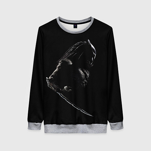 Женский свитшот Хищник на черном фоне / 3D-Меланж – фото 1