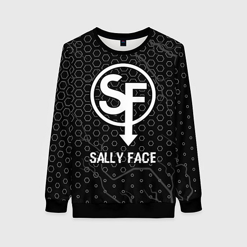 Женский свитшот Sally Face glitch на темном фоне / 3D-Черный – фото 1