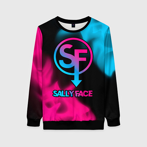 Женский свитшот Sally Face - neon gradient / 3D-Черный – фото 1