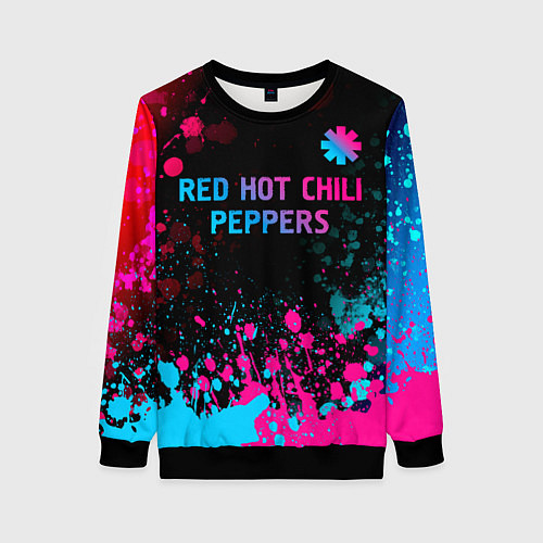 Женский свитшот Red Hot Chili Peppers - neon gradient: символ свер / 3D-Черный – фото 1