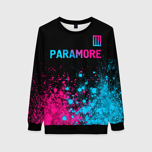 Женский свитшот Paramore - neon gradient: символ сверху / 3D-Черный – фото 1