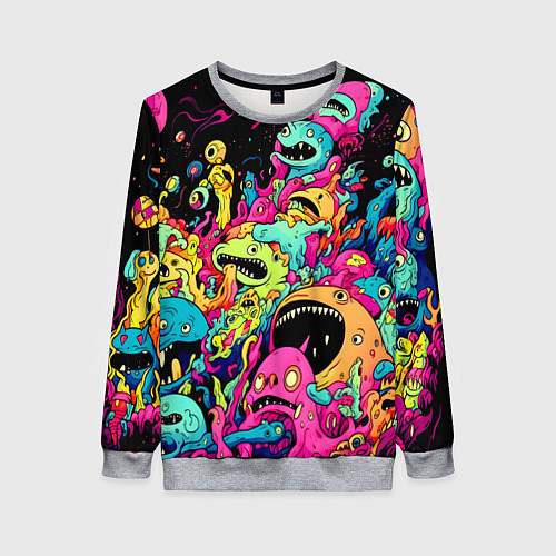 Женский свитшот Космические зубастые монстры / 3D-Меланж – фото 1
