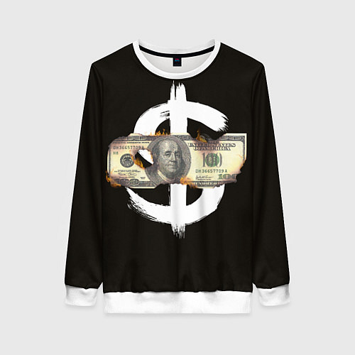 Женский свитшот Доллар в огне / 3D-Белый – фото 1