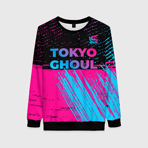 Женский свитшот Tokyo Ghoul - neon gradient: символ сверху / 3D-Черный – фото 1