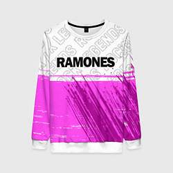 Свитшот женский Ramones rock legends: символ сверху, цвет: 3D-белый