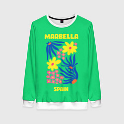 Свитшот женский Марбелья - Испания, цвет: 3D-белый