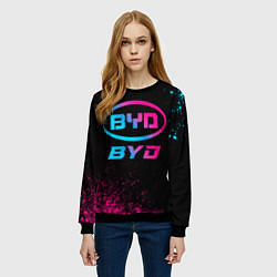 Свитшот женский BYD - neon gradient, цвет: 3D-черный — фото 2