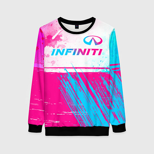 Женский свитшот Infiniti neon gradient style: символ сверху / 3D-Черный – фото 1