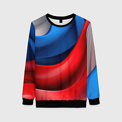Свитшот женский Объемная абстракция в цветах флага РФ, цвет: 3D-черный