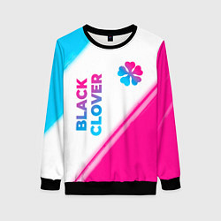 Женский свитшот Black Clover neon gradient style: надпись, символ