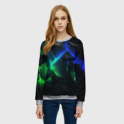 Свитшот женский Разлом синих и зеленых плит, цвет: 3D-меланж — фото 2