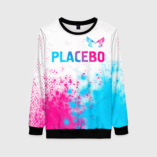Женский свитшот Placebo neon gradient style: символ сверху / 3D-Черный – фото 1